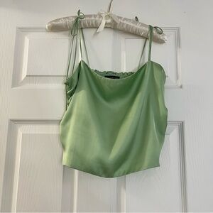 URBAN OUTFITTERS bella tie shoulder green silk tanktop